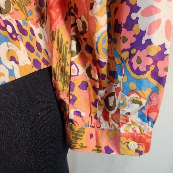 100% Cotton J Crew Medium Wrap-Around Top Waist Length Bright Colors Button Cuff - Picture 6 of 11